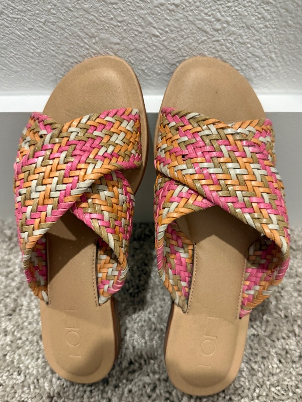 Colorful Woven Crisscross Slip-On Sandals Size 5